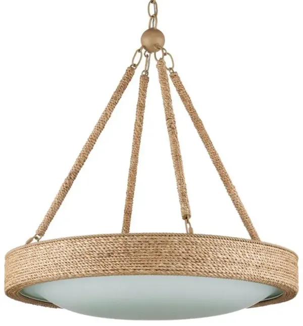 Berkley Coastal Beach Woven Abaca Rope Wrought Iron Chandelier
