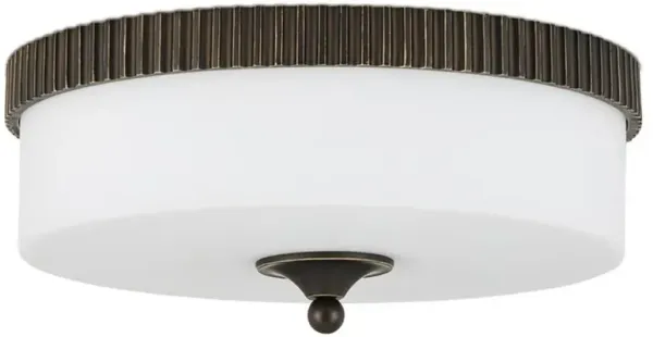 Yarra Mid Century White Glass Bronze Ribbed Flush Mount