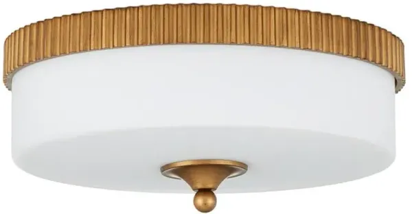 Yarra Mid Century White Glass Gold Ribbed Flush Mount