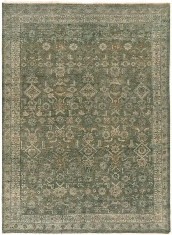 Franchesca French Country Green Wool Oushak Patterned Hand Knotted Rug - 8'x10'