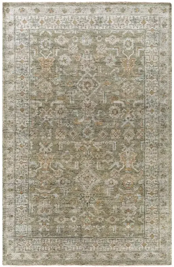Franchesca French Country Green Wool Oushak Patterned Hand Knotted Rug - 10'x14'