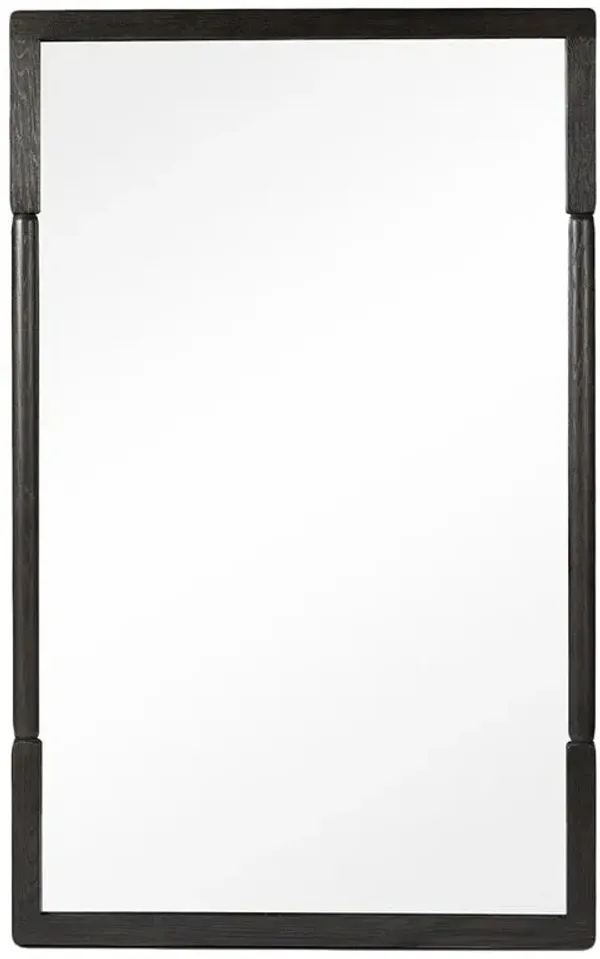 Fin Industrial Loft Black Solid Oak Wood Frame Full Length Floor Mirror