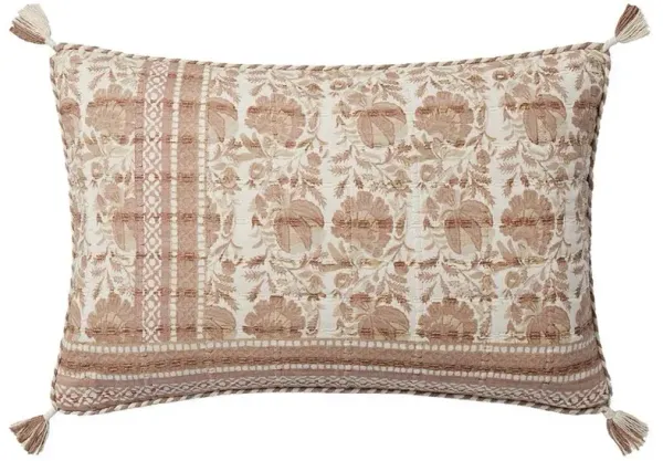 French Country Blush Cotton Down Fill Decorative Lumbar Pillow - 13x21