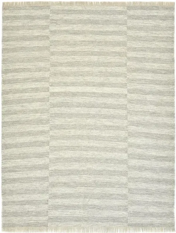 Loretta Modern Classic Silver Wool Striped Patterned Rug - 10'x14'