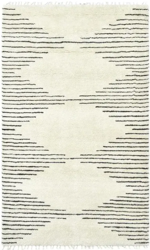 Bernar Modern Classic Cream Wool Diamond Shag Hand Knotted Rug - 10'x14'