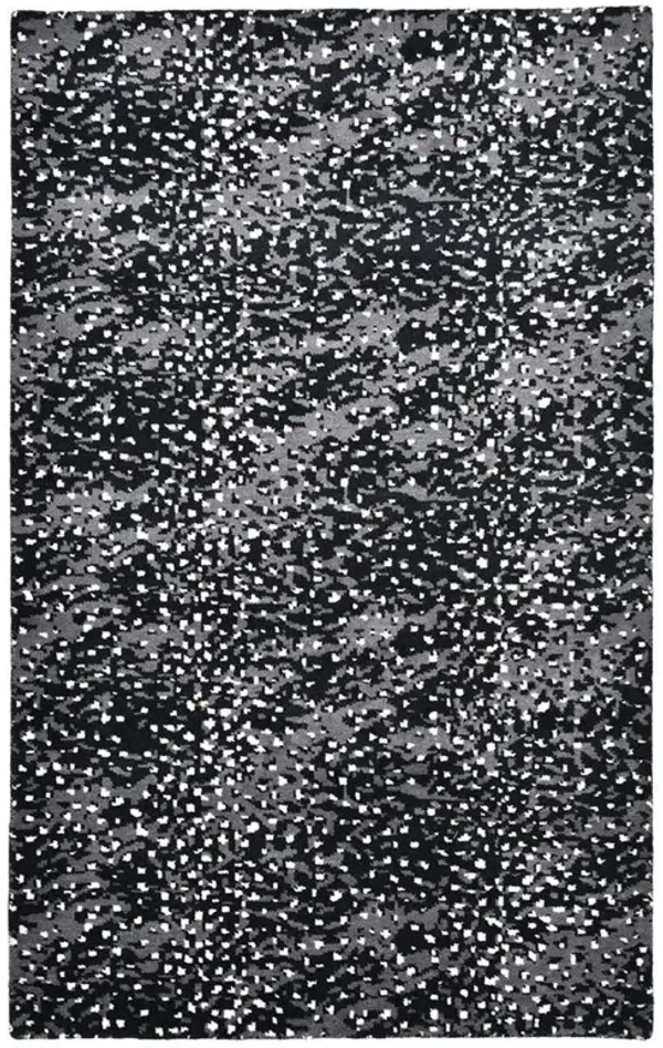 Arvin Modern Classic Black Wool Dot Patterned Hand Knotted Rug - 3'x5'