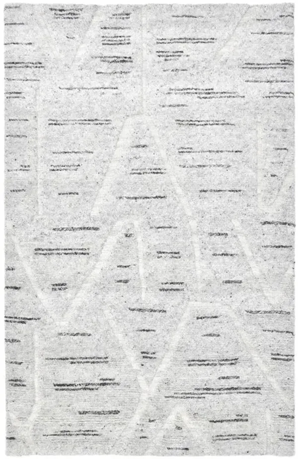 Cassie Modern Light Grey Wool Linear Patterned Hand Knotted Rug - 3'x5'