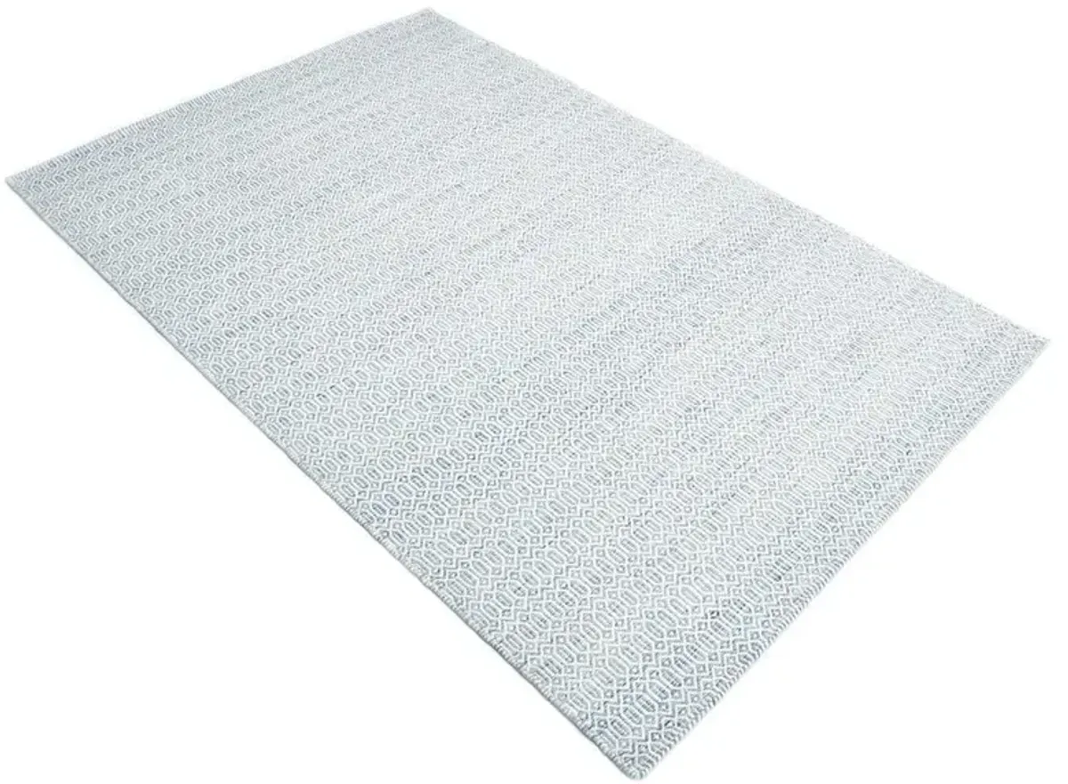 Carys Modern Blue Wool Diamond Patterned Rug - 2'6"x10'