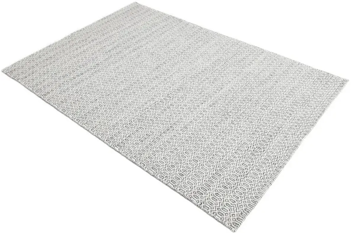 Carys Modern Grey Wool Diamond Patterned Rug - 2'6"x10'