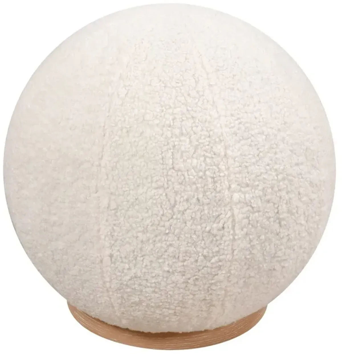Open Box Vanessa Modern Classic White Upholstered Boucle Brown Wood Round Pouf
