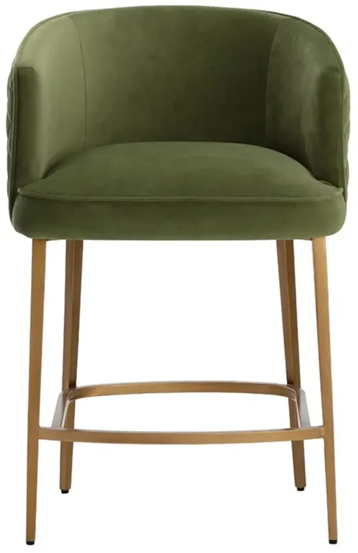 Open Box Alesha Hollywood Regency Green Velvet Brass Iron Frame Counter Stool