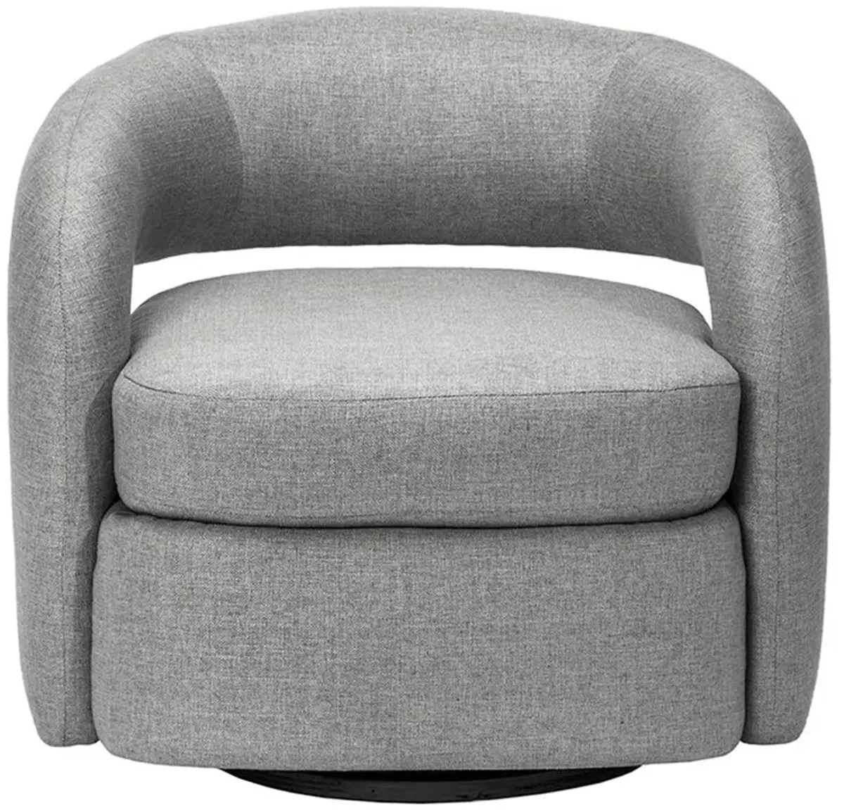 Open Box Targa Modern Pure Grey Linen Upholstered Swivel Barrel Chair