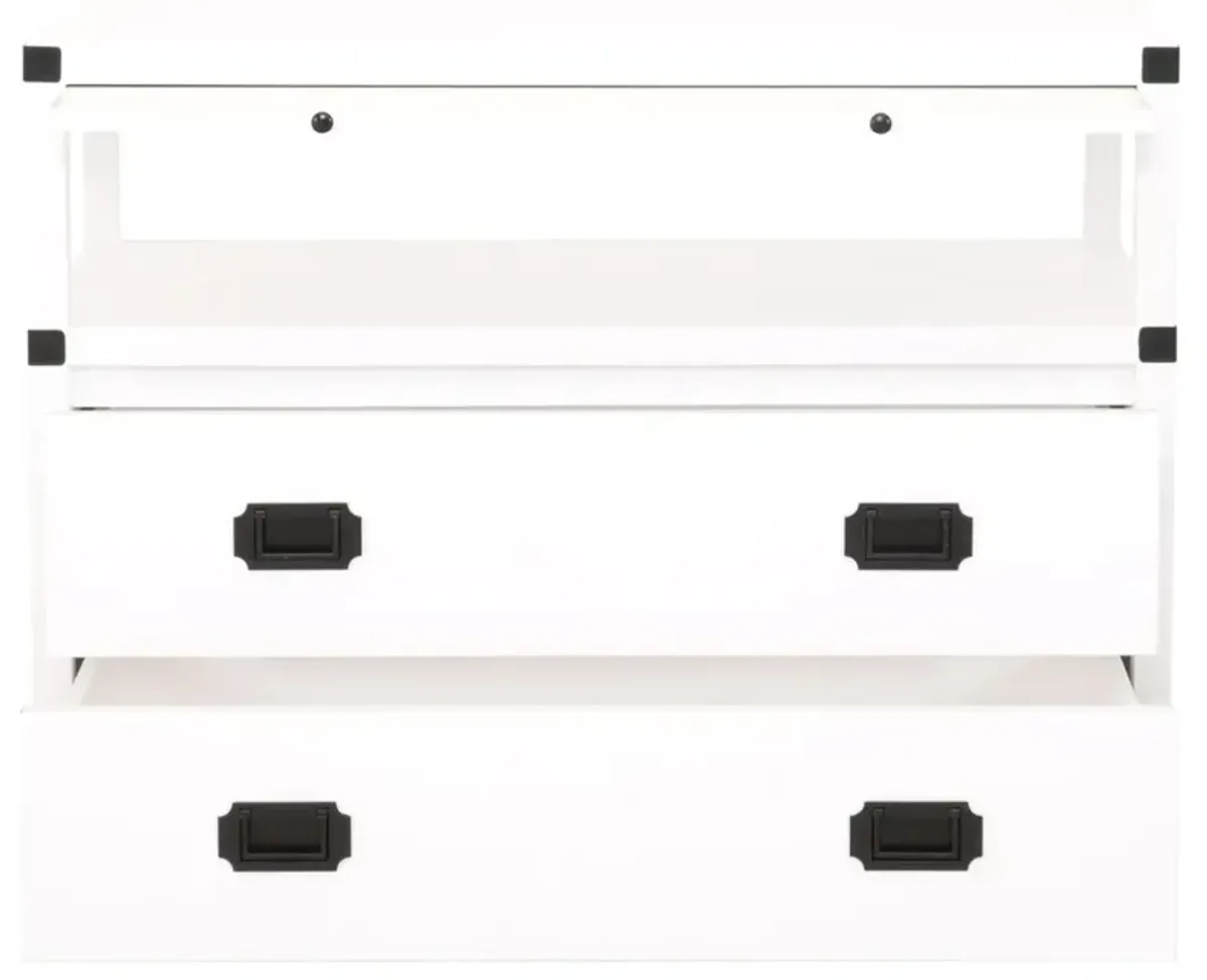 Open Box Bobby Modern Classic White Solid Acacia Wood 2 Drawer Nightstand