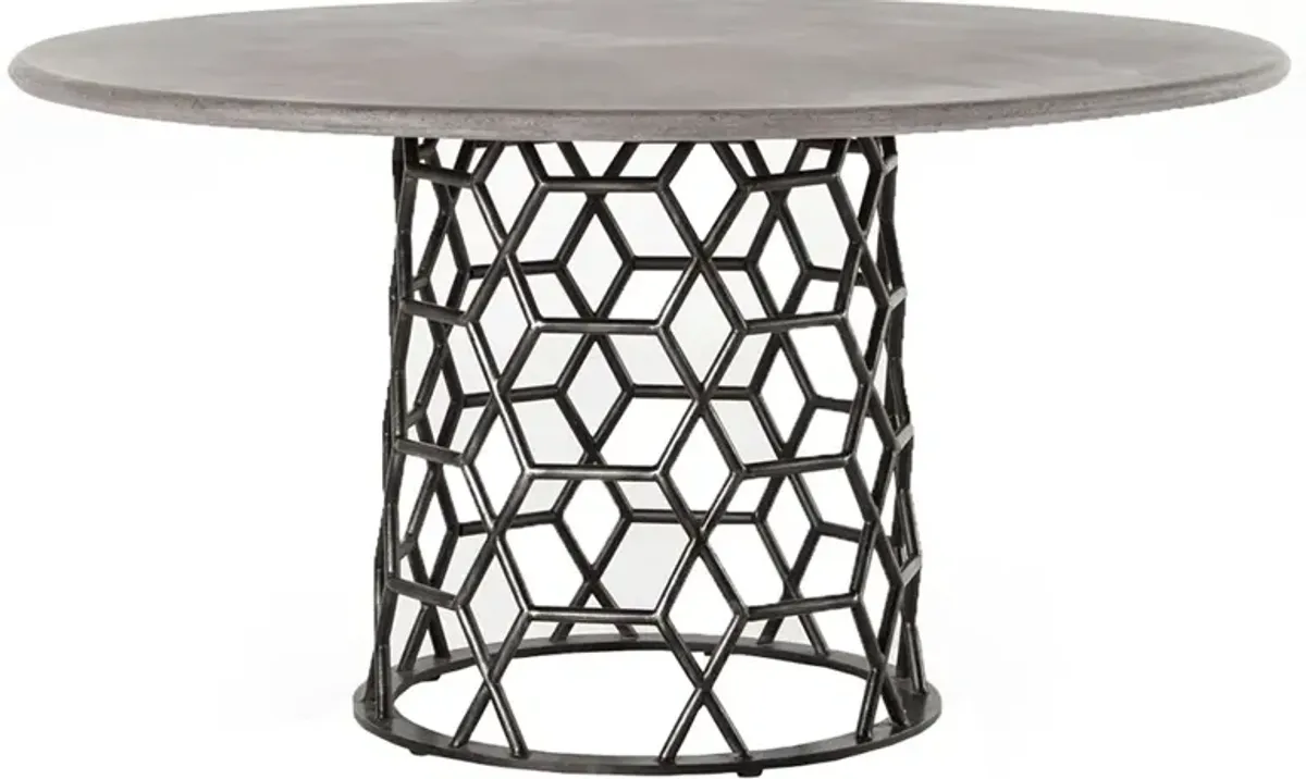 Open Box Gabino Industrial Loft Round Grey Stone Top Cage Base Dining Table - 54"W
