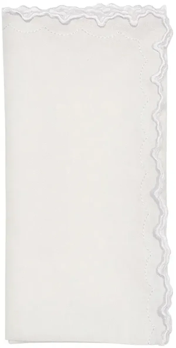 Arches French Country White Embroidered Linen Napkin - Set of 4