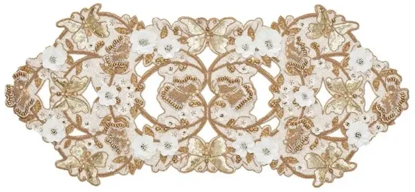 Papillon Hollywood Regency Gold Glass Beaded Runner