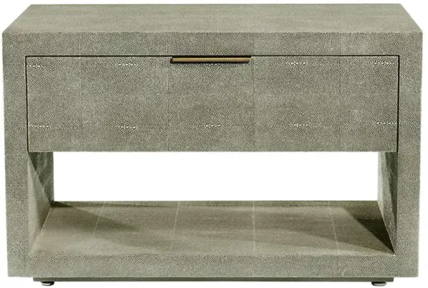 Montaigne Modern Olive Green Faux Shagreen Brass Iron Nightstand