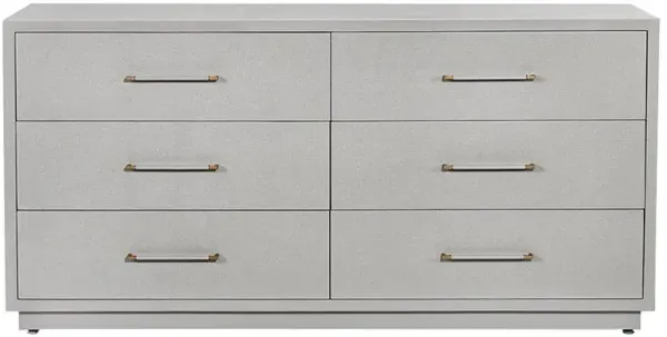 Taylor Modern Light Grey Faux Linen Brass Iron Double Dresser