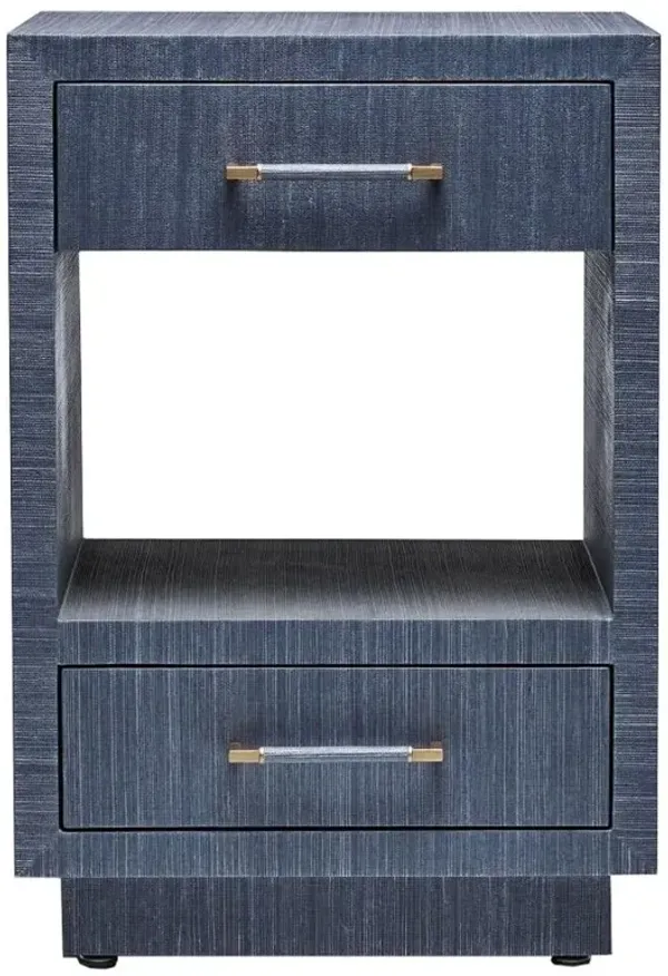Taylor Modern Classic Navy Blue Sisal Brass Iron Nightstand - Small