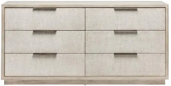 Harperly Coastal Washed Taupe Wood Double Dresser