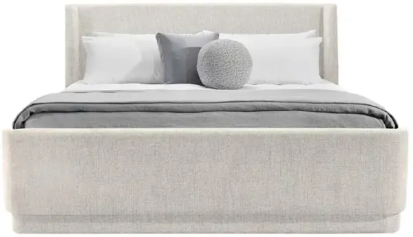 Kaia Modern Classic Desert Dune Grey Upholstered Wingback Bed - King