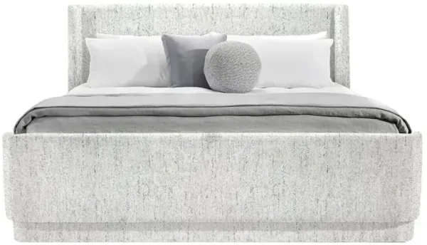 Kaia Modern Classic Jade Grey Upholstered Chenille Wingback Bed - King