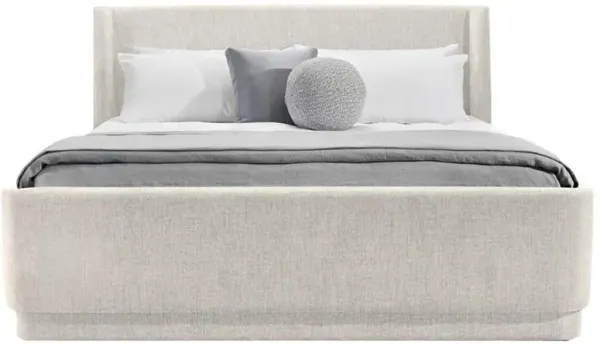 Kaia Modern Classic Desert Dune Grey Upholstered Wingback Bed - Queen