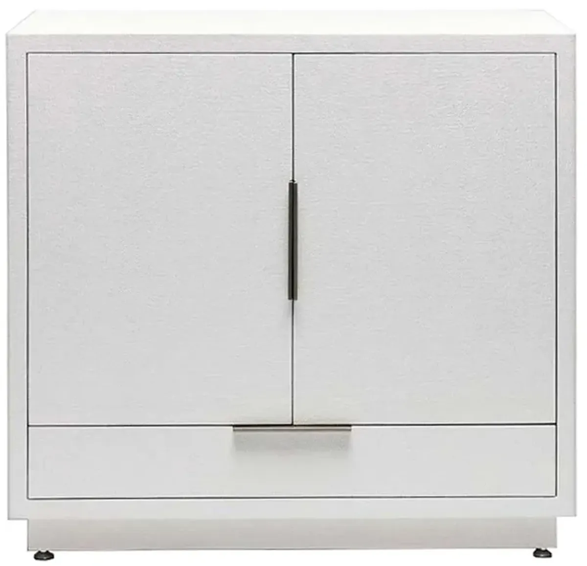 Montaigne Modern Classic White Faux Linen Brass Metal Bar Cabinet