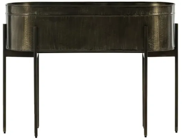 Jared Industrial Loft Brass Iron Brown Base Oval Outdoor Planter