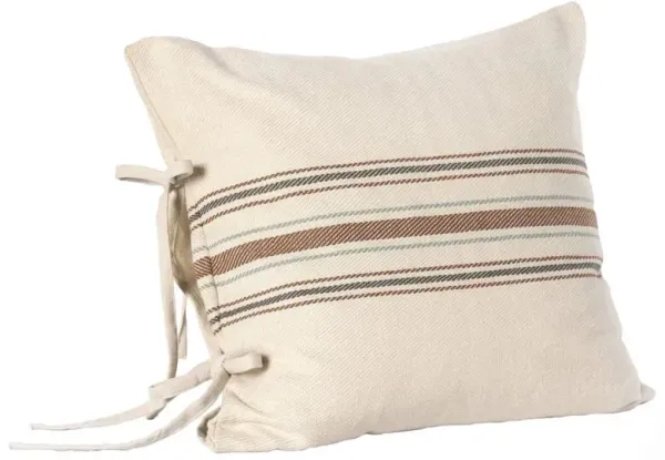 Winnie Coastal Beach Beige Striped Indoor Outdoor Throw Pillow - 24x24