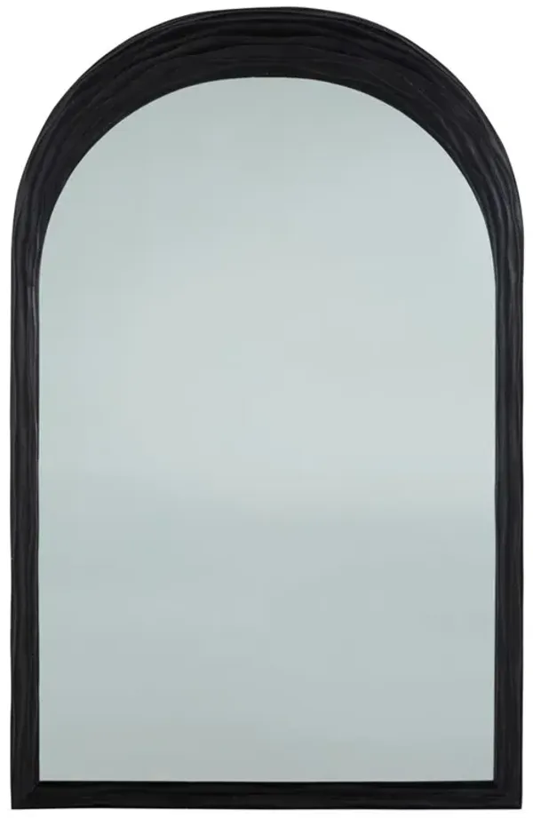 Swell Mid Century Black Mindi Wood Arched Wall Mirror