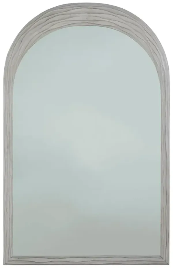 Swell Mid Century White Mindi Wood Arched Wall Mirror