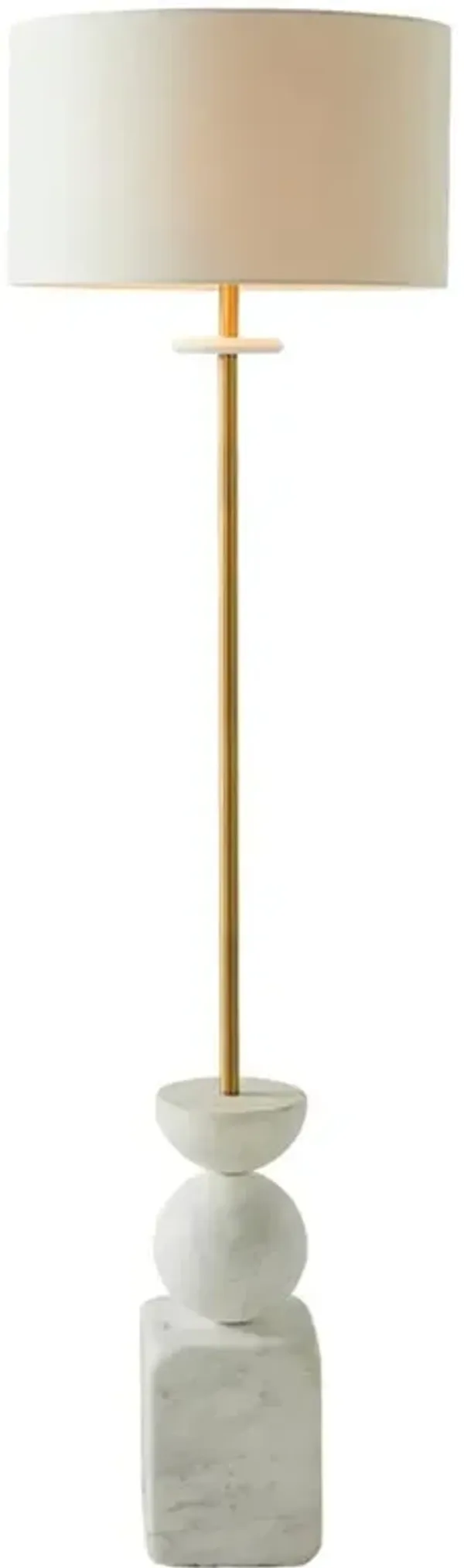 Gia Modern Classic White Geometric Marble Base Iron Column Floor Lamp