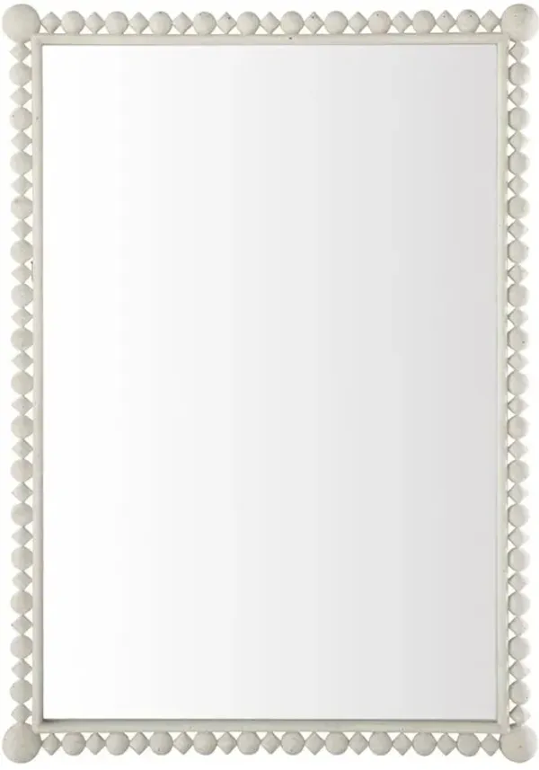 Beau Mid Century White Ash Wood Rectangular Wall Mirror