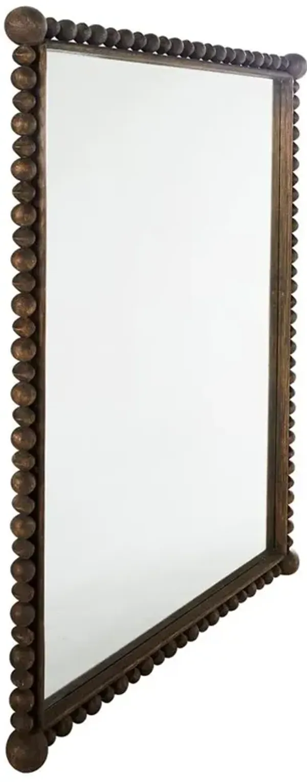 Beau Mid Century Dark Brown Ash Wood Rectangular Wall Mirror