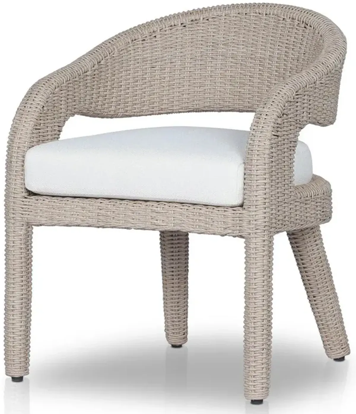 Alexander Coastal Off White Upholstered Beige Woven Outdoor Dining Arm Chair