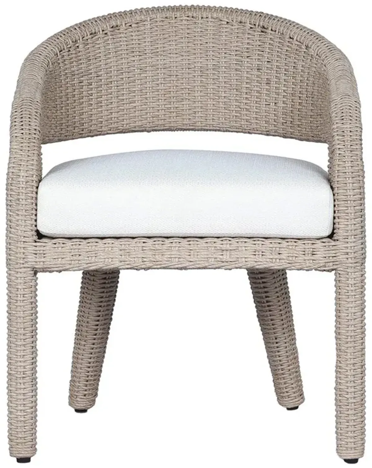 Alexander Coastal Off White Upholstered Beige Woven Outdoor Dining Arm Chair