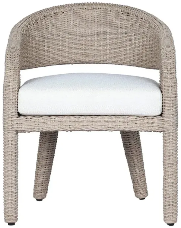 Alexander Coastal Off White Upholstered Beige Woven Outdoor Dining Arm Chair
