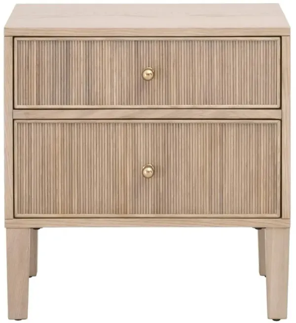 Mira Coastal Beach Natural Oak Wood Iron Pulls Nightstand