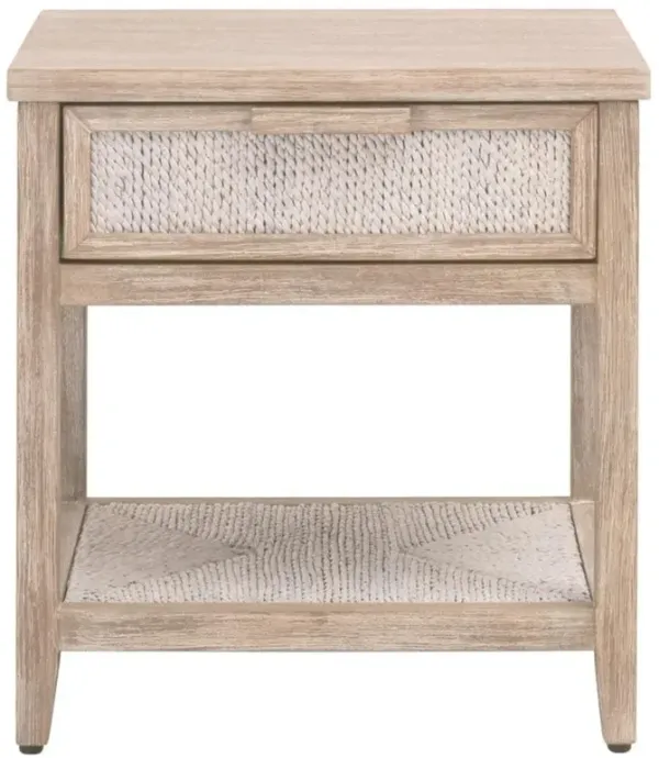 Laurice Coastal Beach Abaca Rope Natural Grey Mahogany Nightstand