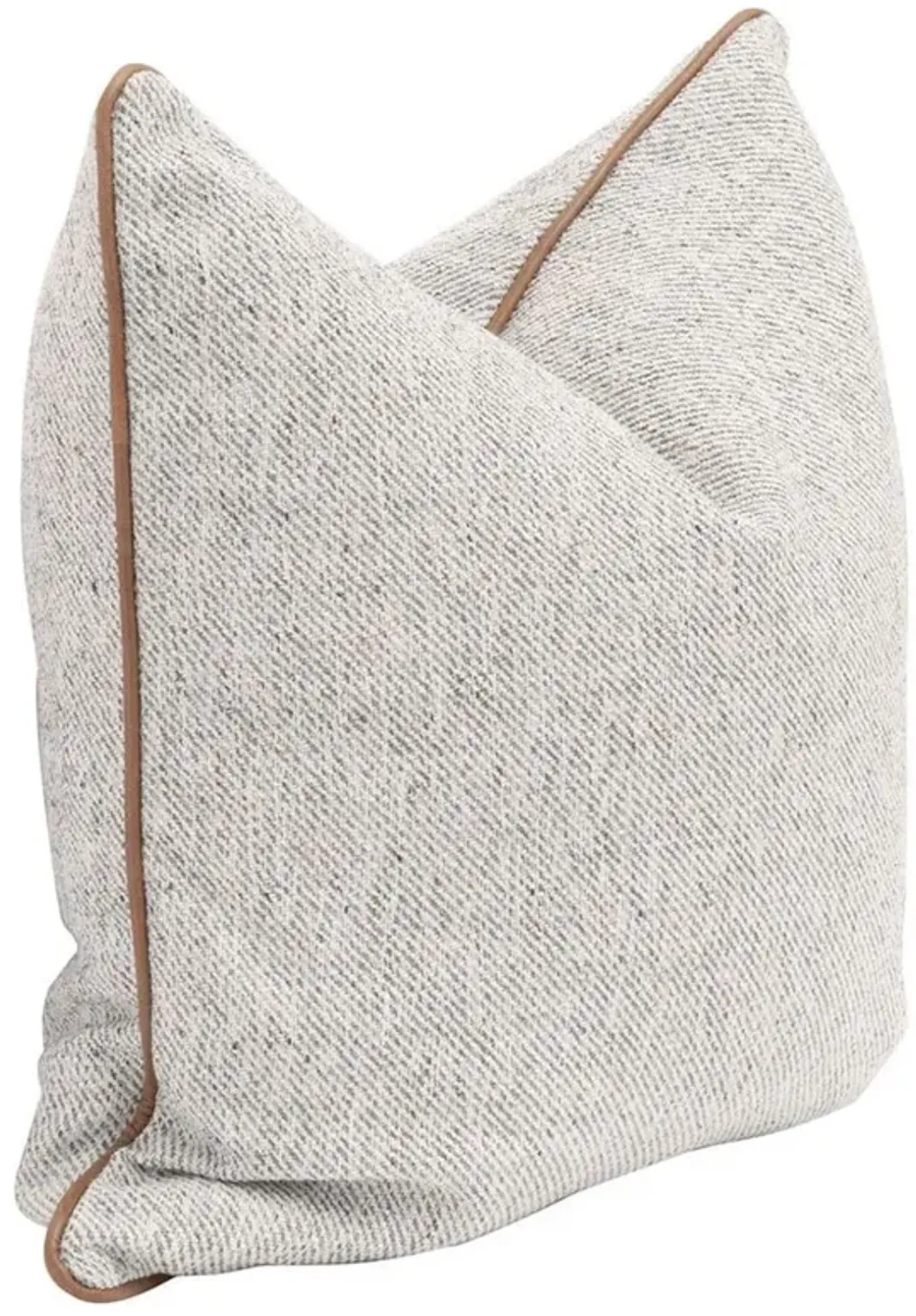 Bradley Modern Classic Grey Natural Brown Leather Piping Throw Pillows - Set of 2