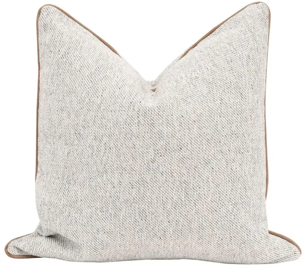 Bradley Modern Classic Grey Natural Brown Leather Piping Throw Pillows - Set of 2