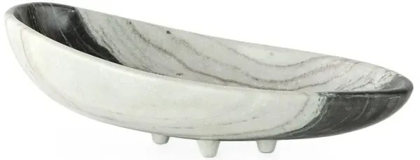 Palecek Taza Industrial Loft Black and White Solid Marble Centerpiece Bowl