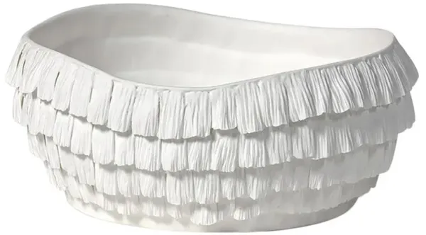 Palecek Vivian French Country White Porcelain Ruffled Decorative Bowl