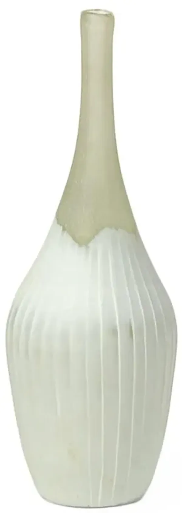 Palecek Eden Coastal Ombre White Etched Glass Decorative Table Vase - Medium