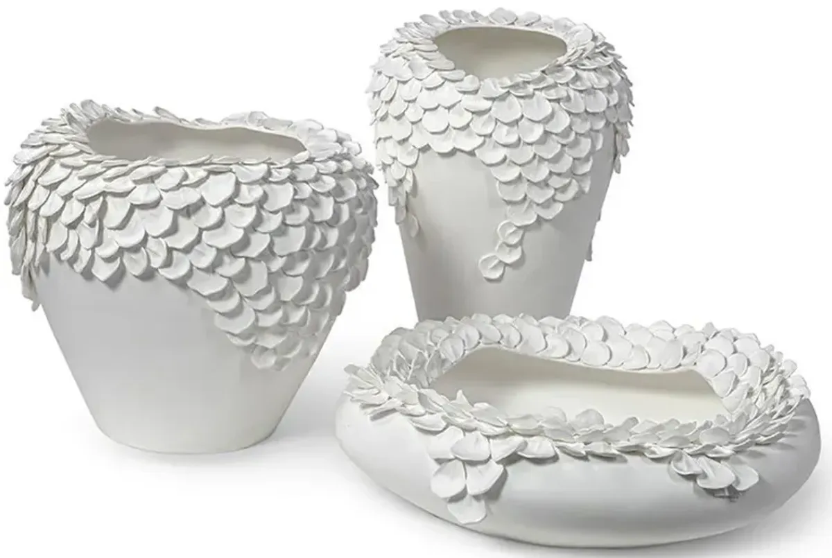 Palecek Jasmine French Country White Porcelain Decorative Vase - Wide