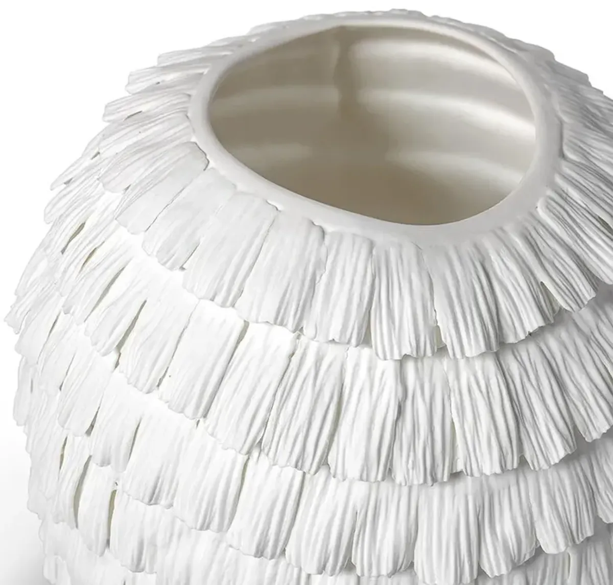 Palecek Vivian French Country White Porcelain Ruffled Decorative Vase - Tall