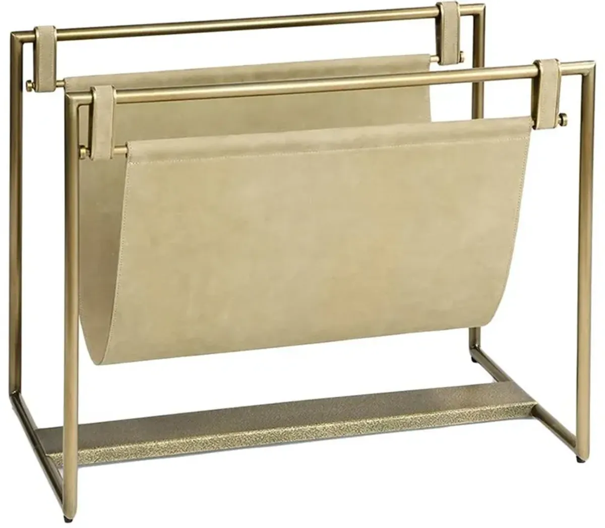 Palecek Lancaster Industrial Natural Leather Antique Brass Fireplace Log Holder