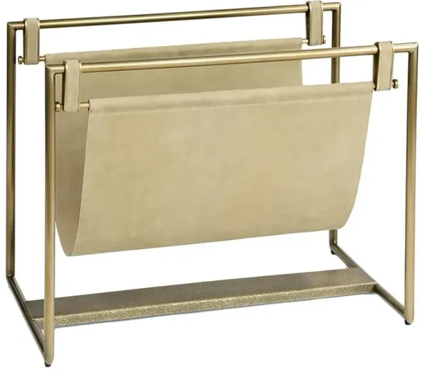 Palecek Lancaster Industrial Natural Leather Antique Brass Fireplace Log Holder