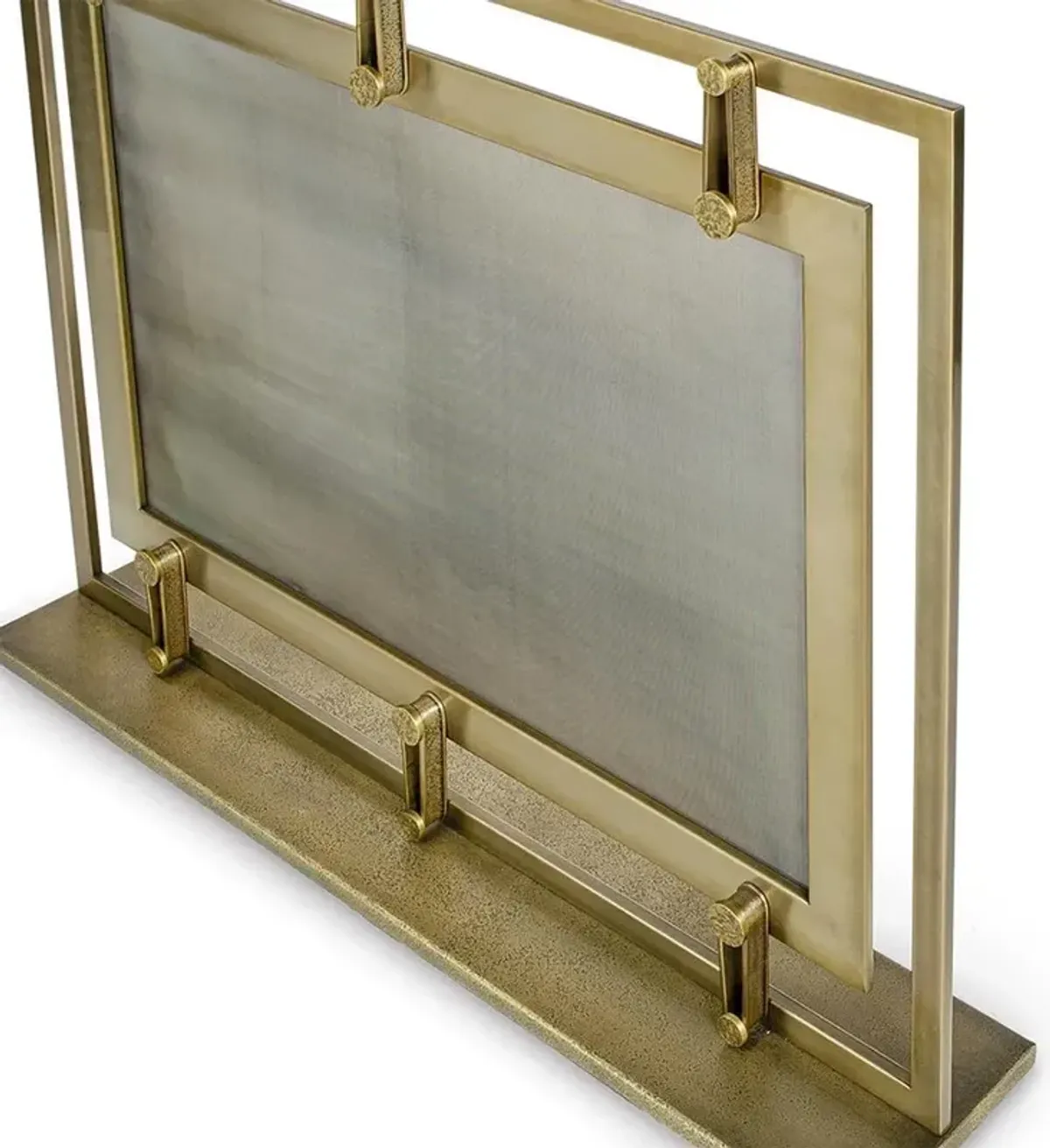 Palecek Lancaster Industrial Loft Antique Brass Metal Fireplace Screen